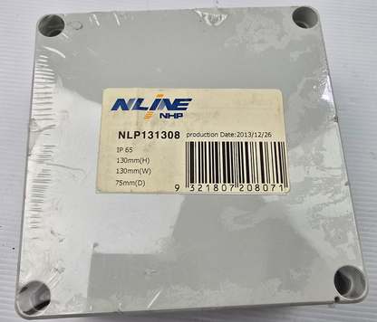 NHP NLP131308 NLINE Terminal Box Plastic IP65 130x130xD75mm Grey (NEW)