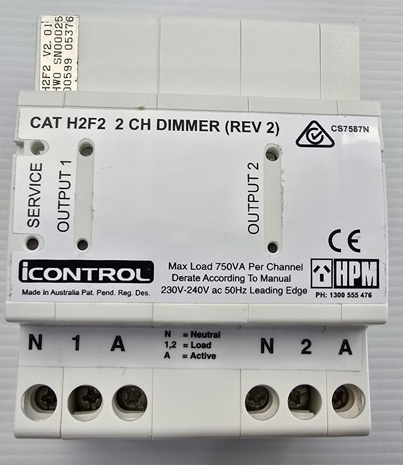 HPM H2F2 iControl 2 CH DIMMER OUTPUT 750VAx2 (NEW In Box)