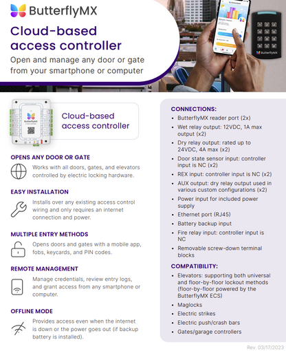 ButterflyMX 2-Door Access Controller Kit PSU DIN Keypad Reader & Fobs (NEW)