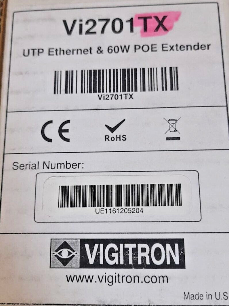 Vigitron Vi2701TX 1-Port MaxiiCopper Ethernet Extender over UTP (NEW)