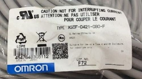 Omron XS5F-D421-G80-F Smartclick M12 (F), 4P, A coded, sensor cable, IP67 1PCS