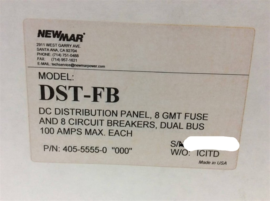 Newmar DST-FB DC Distribution Panel 8 GMT Fuse 8 Breaker Dual Bus (NEW In Box)