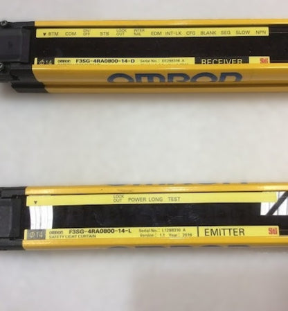 Omron F3SG-4RA0800-14 Safety Light Curtain 800mm 14mm Type 4 Pair (Pre-Owned)