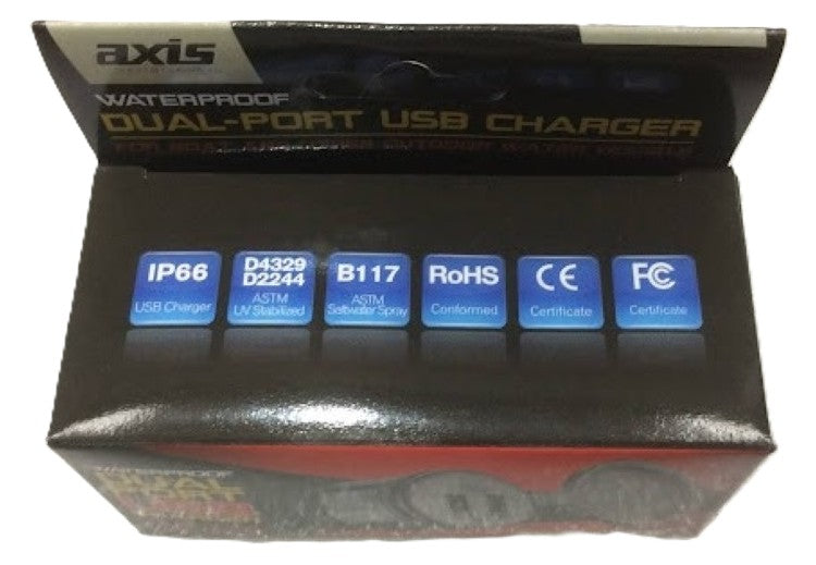 Axis USB-5VS Waterproof Dual USB Charger 12V 3.1A IP66 Marine (NEW In Box)