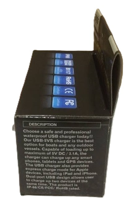 Axis USB-5VS Waterproof Dual USB Charger 12V 3.1A IP66 Marine (NEW In Box)