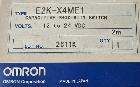 OMRON E2K-X4ME1 Proximity sensor, capacitive, M12, 4mm, DC, NPN-NO, 2m
