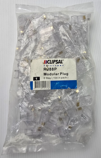 CLIPSAL RJ88P [Pack 100] Actassi RJ45 Plug Cat5e Stranded Cable 8 Way (NEW Sealed)