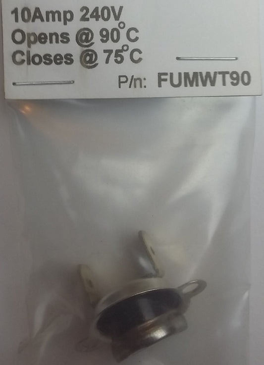 [2 Pack] FUMWT90 Thermal Circuit Breaker 10Amp 240V Opens @ 90 C, Closes @ 75 C