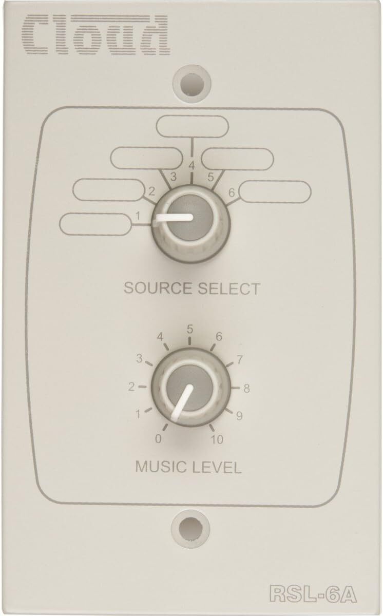 Cloud Electronics RSL-6AW - Remote Music Source Volume Level Control Plate White