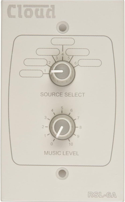 Cloud Electronics RSL-6AW - Remote Music Source Volume Level Control Plate White