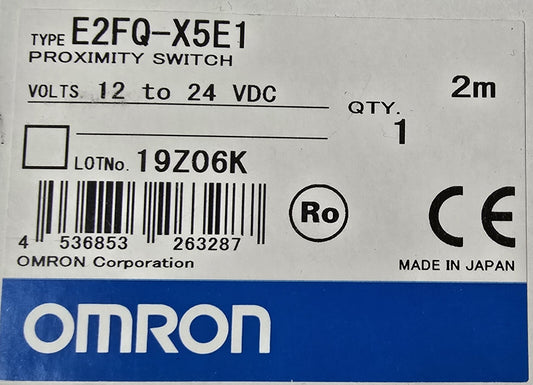 OMRON E2FQ-X5E1 Proximity Sensor, Shielded, M18, 5mm, DC3-wire, NPN, NO, 2 m