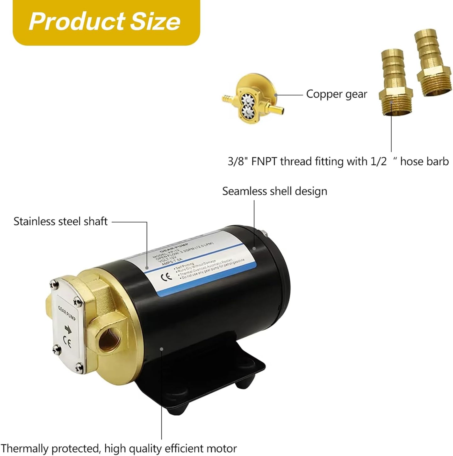 Sailingflo FP-12 12V Gear Pump 3.2GPM Marine Transfer Pump (NEW)