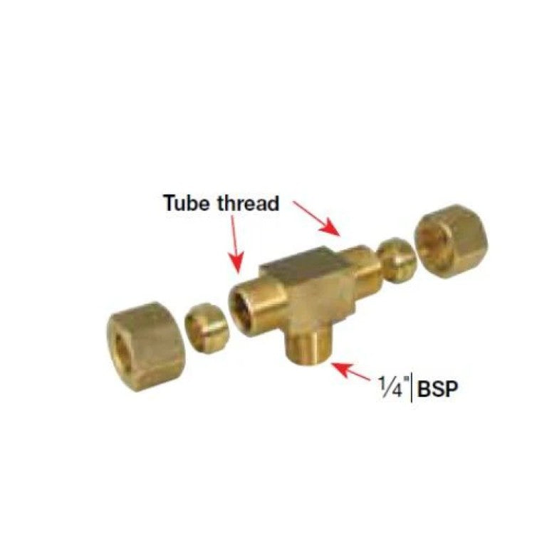 SeaStar 293621 Tee Fitting Brass 3/8 Tube 1/4 BSP (NEW Sealed)