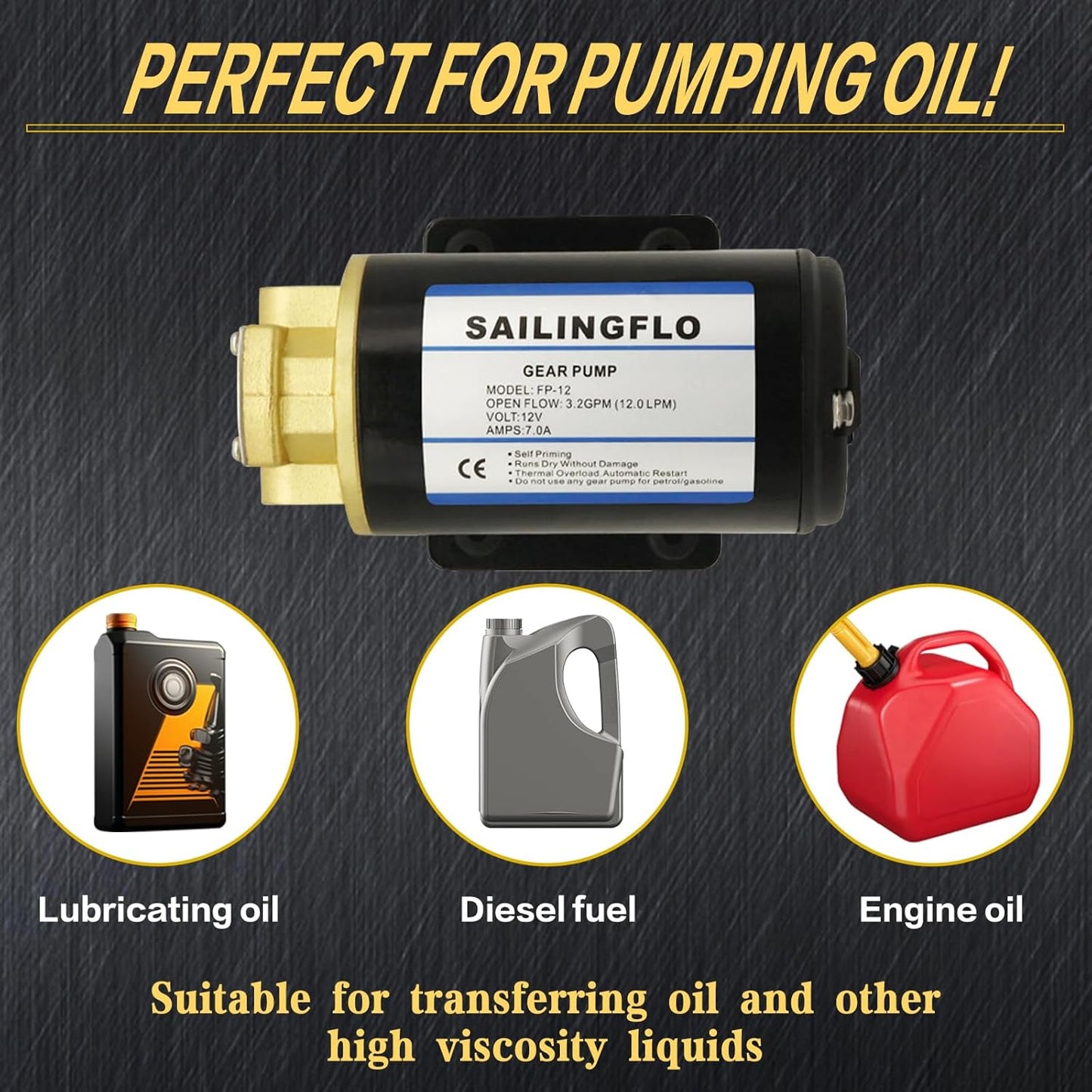 Sailingflo FP-12 12V Gear Pump 3.2GPM Marine Transfer Pump (NEW)