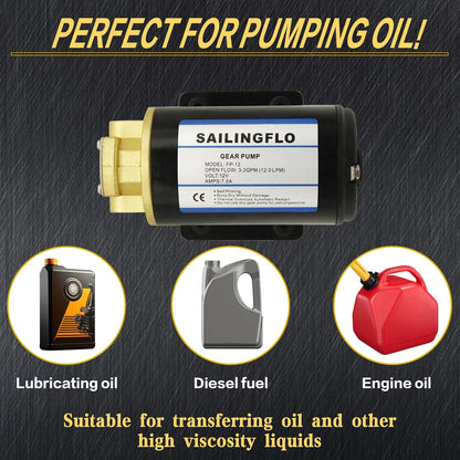 Sailingflo FP-12 12V Gear Pump 3.2GPM Marine Transfer Pump (NEW)