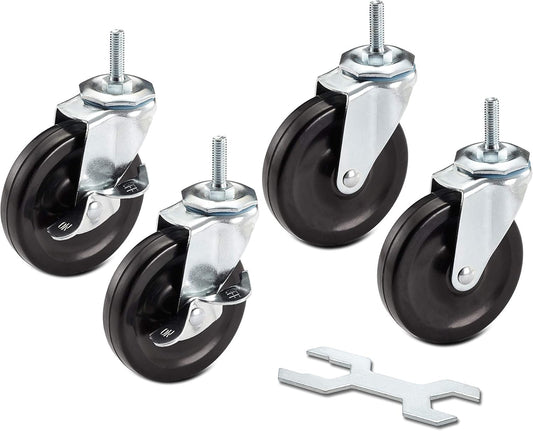 Trinity ZSV-99-018-4010 [Set of 4] 4" Swivel Castor Wheels TBF-9910-1 TBF-9909-1