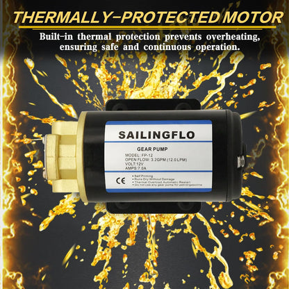 Sailingflo FP-12 12V Gear Pump 3.2GPM Marine Transfer Pump (NEW)