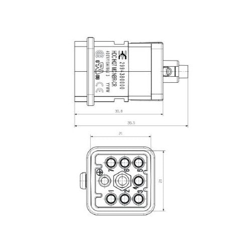 Weidmuller 1003180000 HDC HQ 7 FC Female Insert 7-Pin Heavy Duty Connector (NEW)