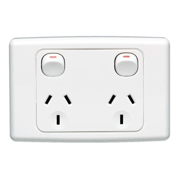 Clipsal 2025-WE Twin Switch Socket Outlet 250V 10A 2000 Series