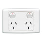 Clipsal 2025-WE Twin Switch Socket Outlet 250V 10A 2000 Series