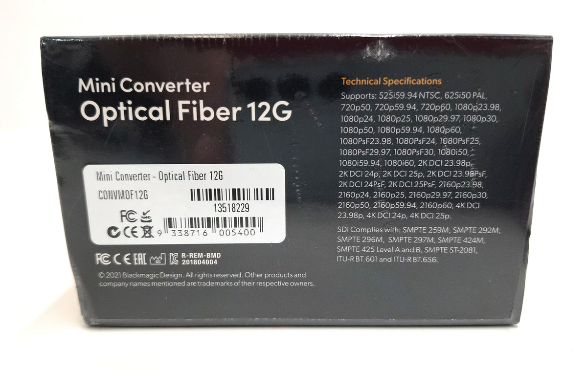 Blackmagic Design CONVMOF12G Mini Converter Optical Fiber 12G-SDI (New Sealed)