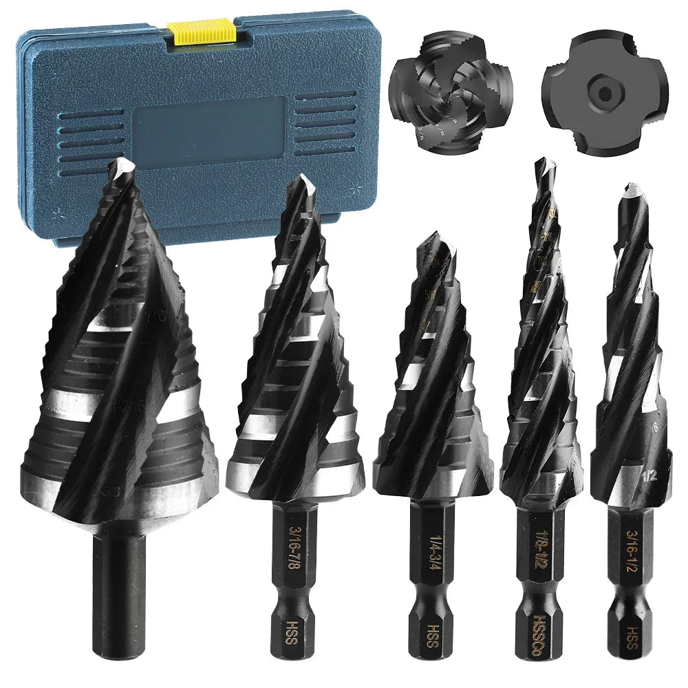 LEDMAN CG2055BL 5PCS Step Drill Bit Set HSS4341 Stainless Steel Bits