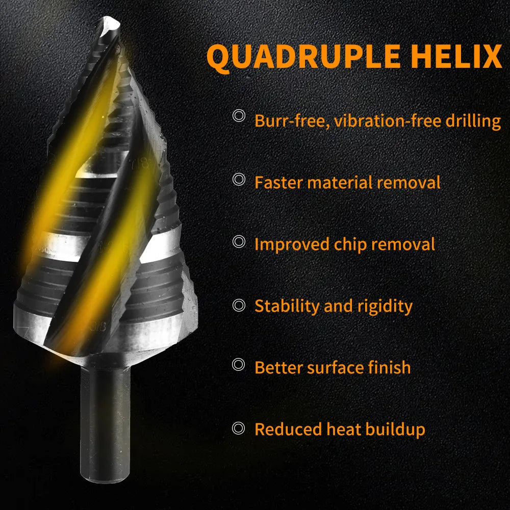 LEDMAN CG2055BL 5PCS Step Drill Bit Set HSS4341 Stainless Steel Bits