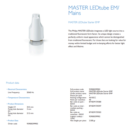 Philips 929000489718 MASTER LEDtube Starter EMP 050 LED [10 Pk] (NEW In Box)