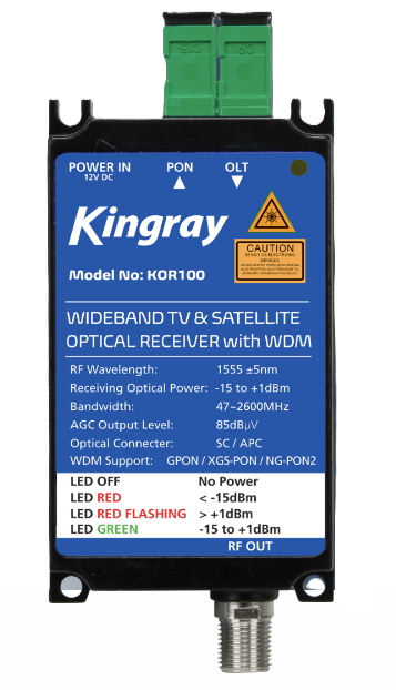 Kingray KOR100 Wideband TV & Satellite Optical Receiver WDM (NEW In Box)