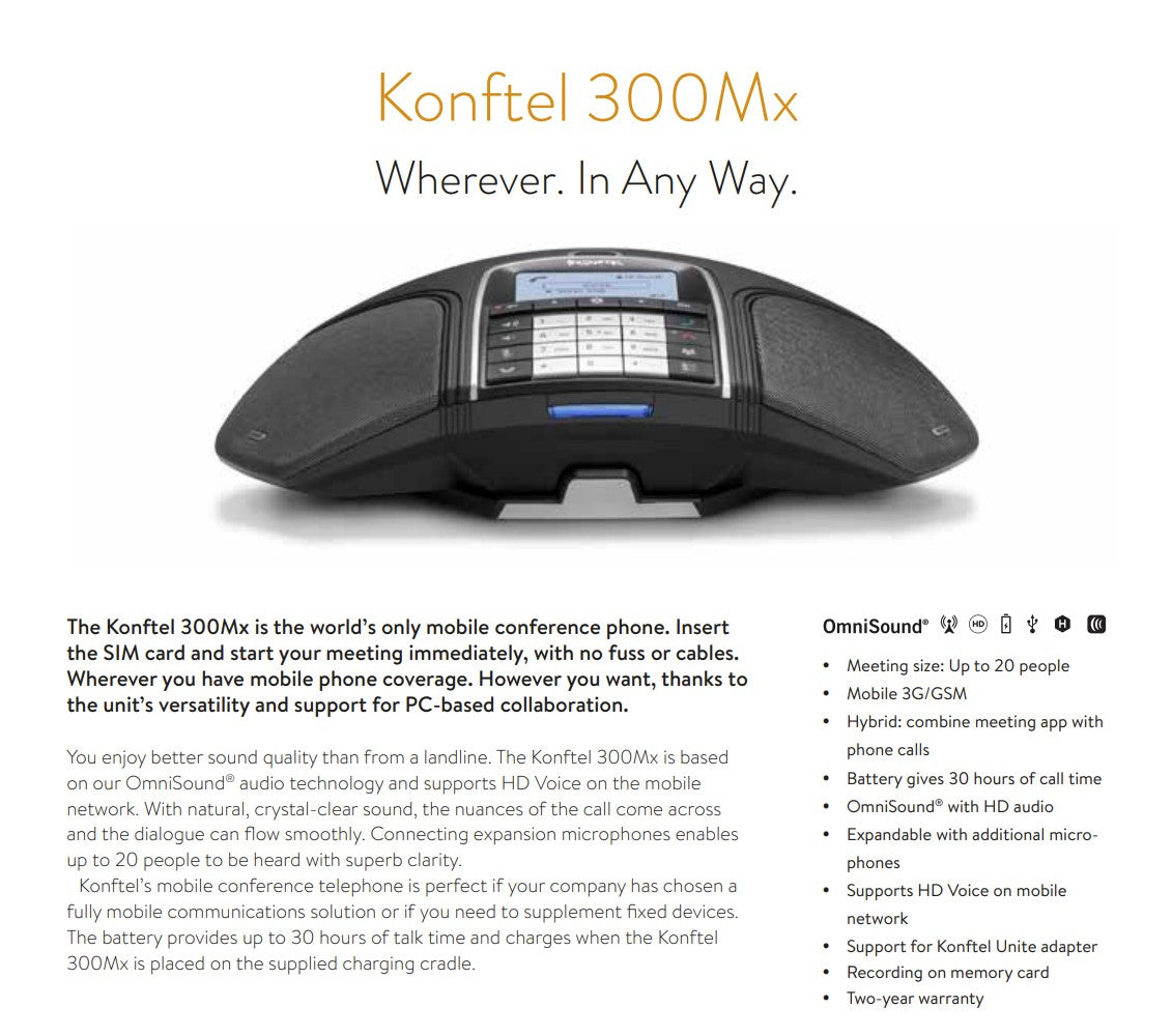 Konftel 910101083 300Mx Mobile Conference Phone OmniSound (NEW Sealed)