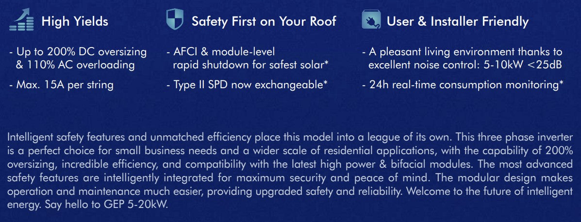 GE GEP5.0-3-10 5kW Three Phase Grid-Tied Solar Inverter WiFi LCD (NEW Sealed)