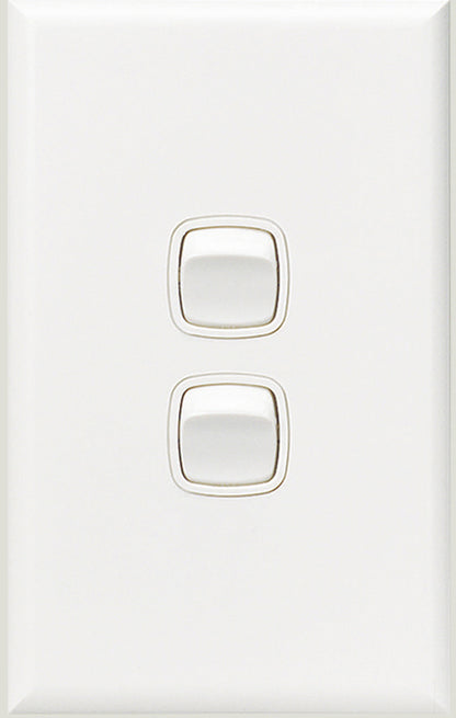 HPM XL770/2WE Excel 2 Gang Vertical Light Switch 10A 240V White (NEW Sealed)