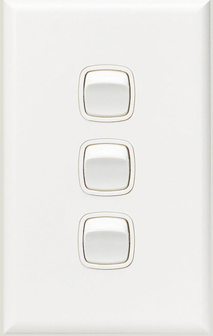 HPM XL770/3WE [10 Pack] Excel 3 Gang Vertical Light Switch 10A White (NEW In Box)