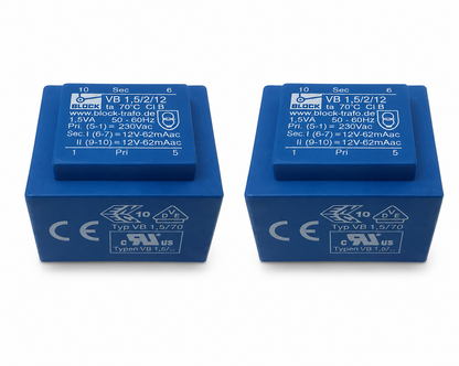BLOCK VB 1,5/2/12 [2 Pack] PCB Transformers 1.5Va 230VAC 12V 50-60Hz (NEW)