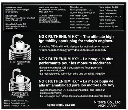 NGK LFER7BHX [4 Pack] 95125 Ruthenium HX Spark Plug (NEW In Box)