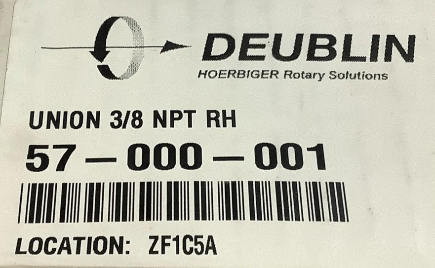 Deublin 57-000-001 Rotary Union 3/8 NPT RH (NEW)