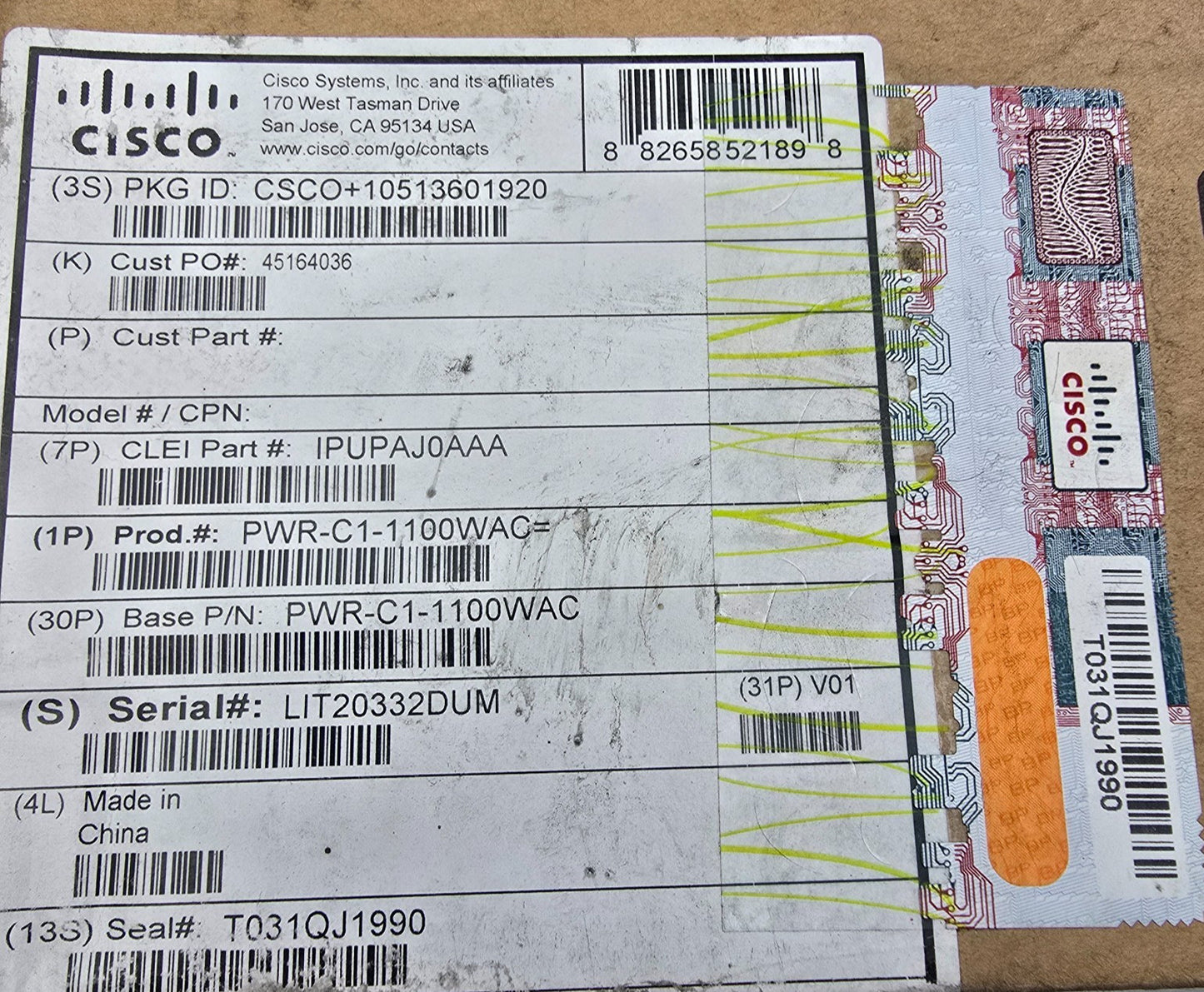 Cisco PWR-C1-1100WAC