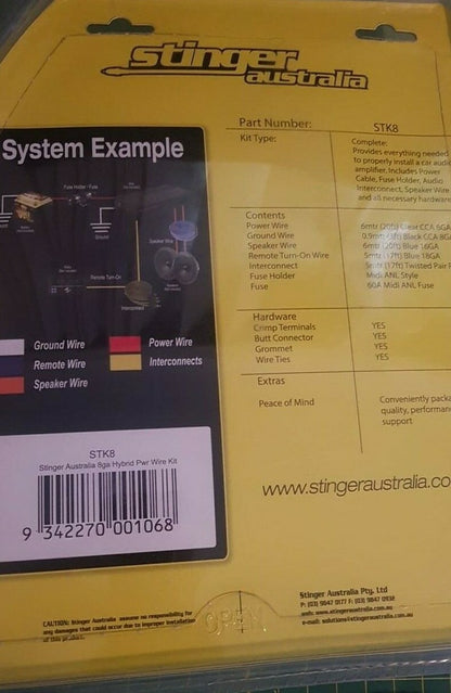 Stinger STK8 wiring kit contents