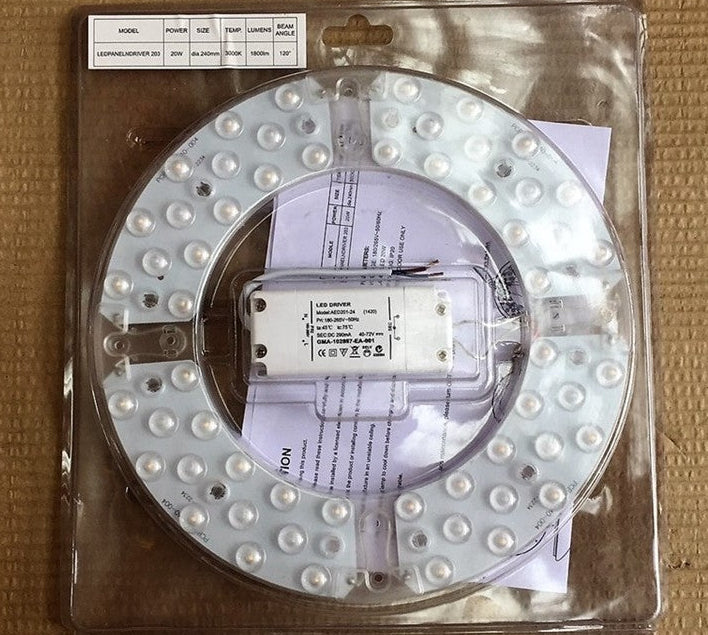 20W LED panel light and driver 240mm 3000K