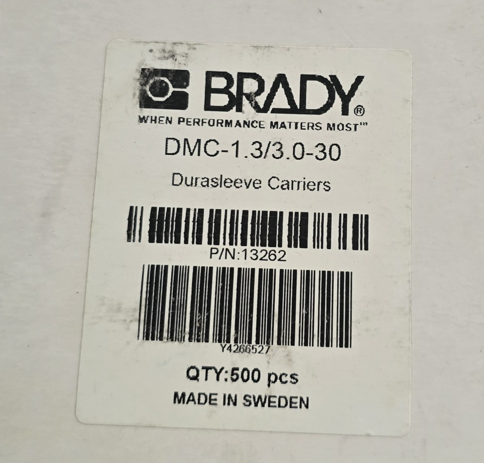 Brady DMC-1.3/3.0-30 Durasleeve carriers