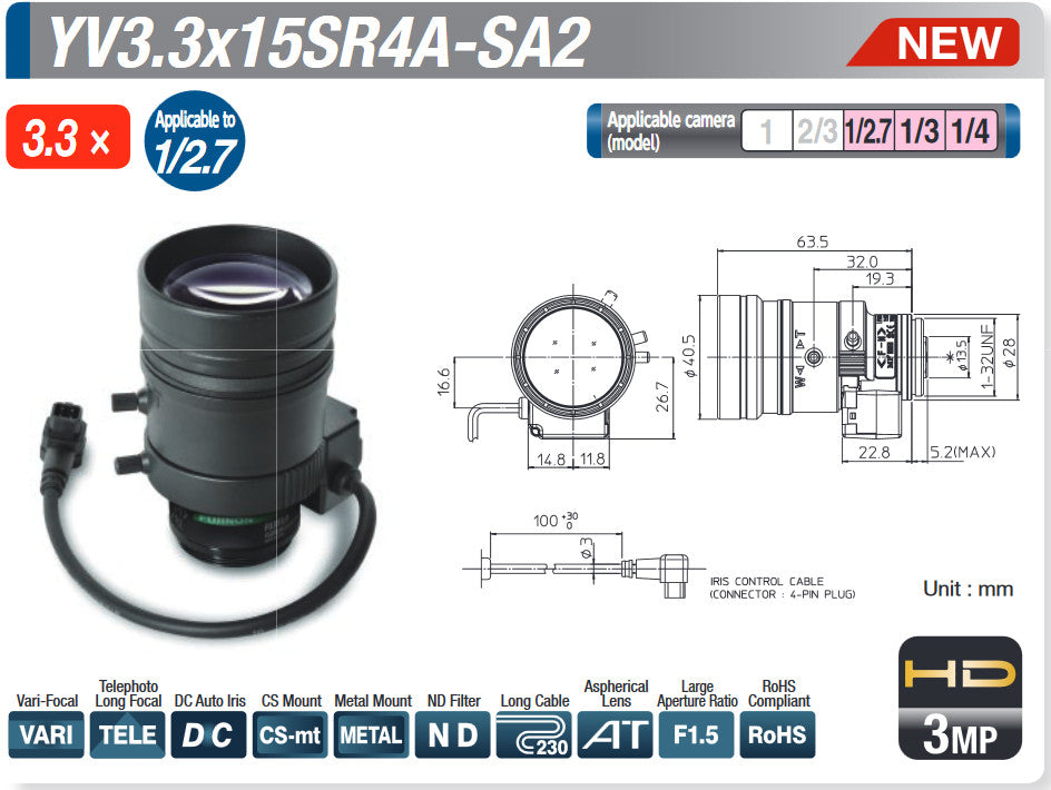Fujinon YV3.3x15SR4A-SA2L