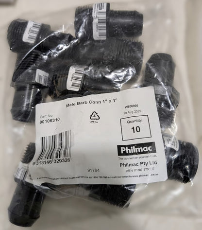 Philmac 90106310 1" Male Barb Connector BSP Threaded Fitting [10 Pack]